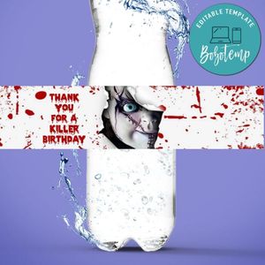 Chucky Birthday Water Bottle Label Template to Print at Home Instant Download