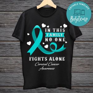 In This Family No One Fights Alone Cervical Cancer Shirt PNG files Printable Instant Download