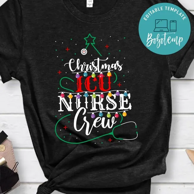 ICU Nurse Christmas Crew T-Shirt Bobotemp