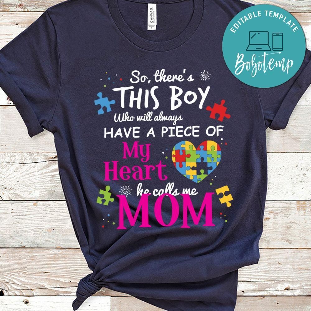 Autism Mom Shirt Piece Of My Heart Awareness PNG file template
