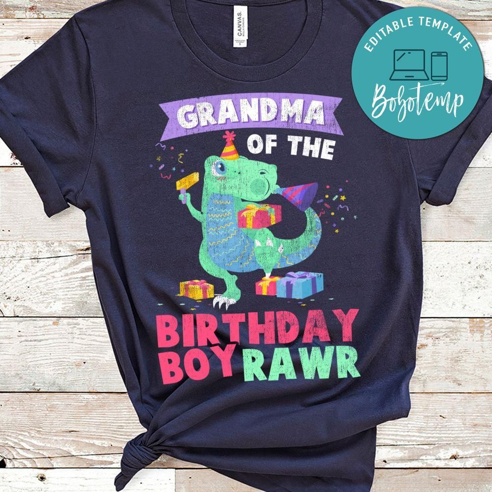 Grandma of the Birthday Boy Rawr Dinosaur Raptor Tee PNG file template