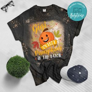 Halloween Gigi Of Cutest Pumpkins In The Patch Bleached T-Shirt