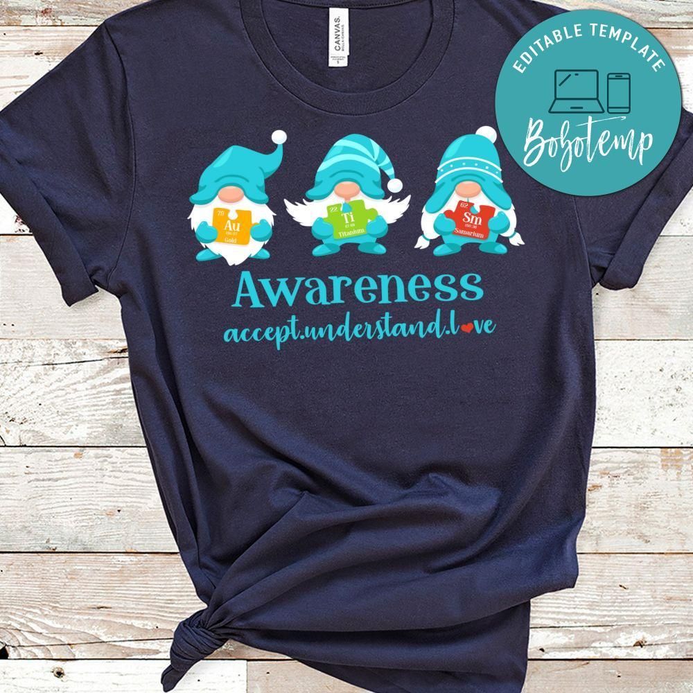 Three Blue Gnomes Autism Awareness Puzzle Chemical Element Classic Unisex Shirt