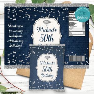 Denim and diamond Chip Bag Digital File Instant Download