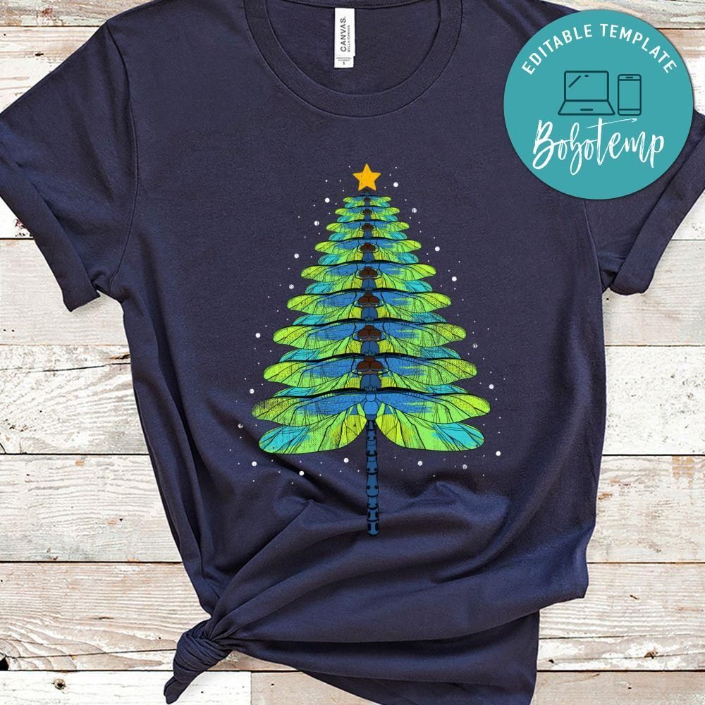 Merry Christmas Dragonfly Christmas Tree Xmas T-Shirt