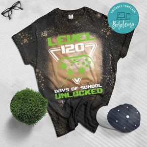 120 Days Of School Bleached Shirt For Kids Video Gamer Boy Girl Funny Bleached Shirt