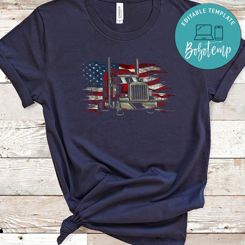 US Trucking US flag with Truck T-Shirt