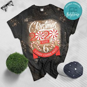 Christmas 2020 Stay 6 Candy Canes Away Funny Xmas Gift Bleached T-Shirt