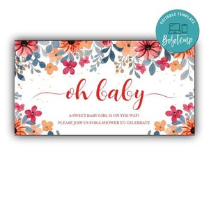 Sweet Baby Girl Shower Facebook Event Photo Customizable Template Instant Download