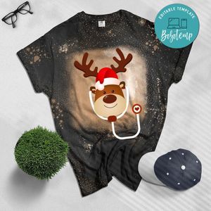 Reindeer nurse Christmas Bleached Shirt