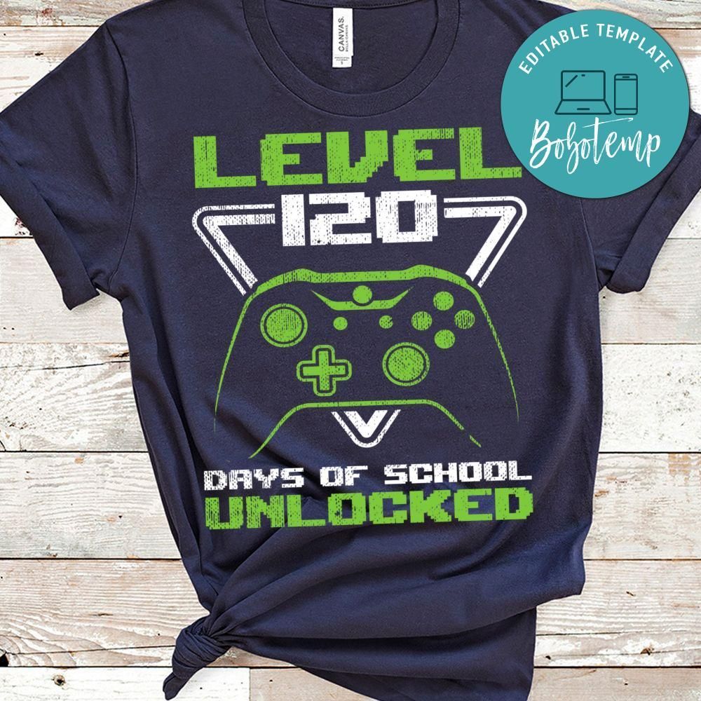 120 Days Of School Shirt For Kids Video Gamer Boy Girl Funny Shirt