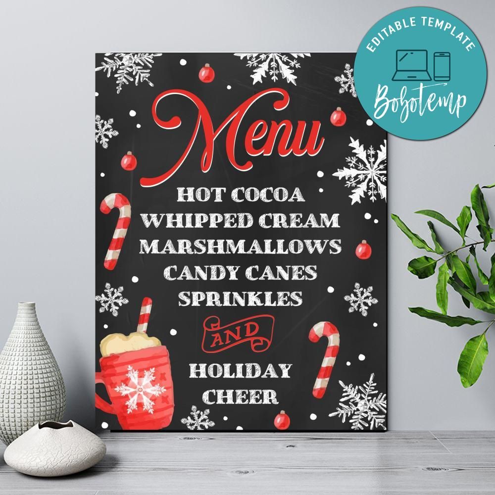 Hot Cocoa Bar Sign Customizable Template Instant Download | Bobotemp