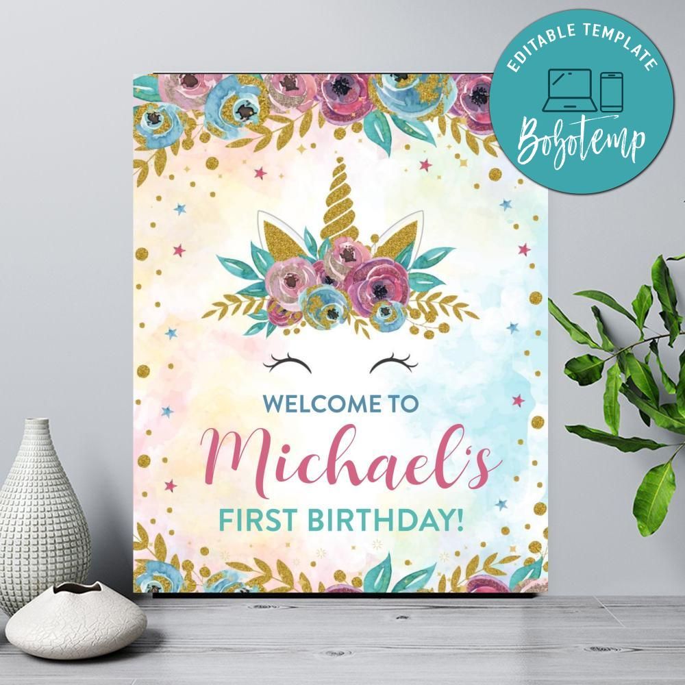 Magical Unicorn welcome sign Printable Instant Download | Bobotemp