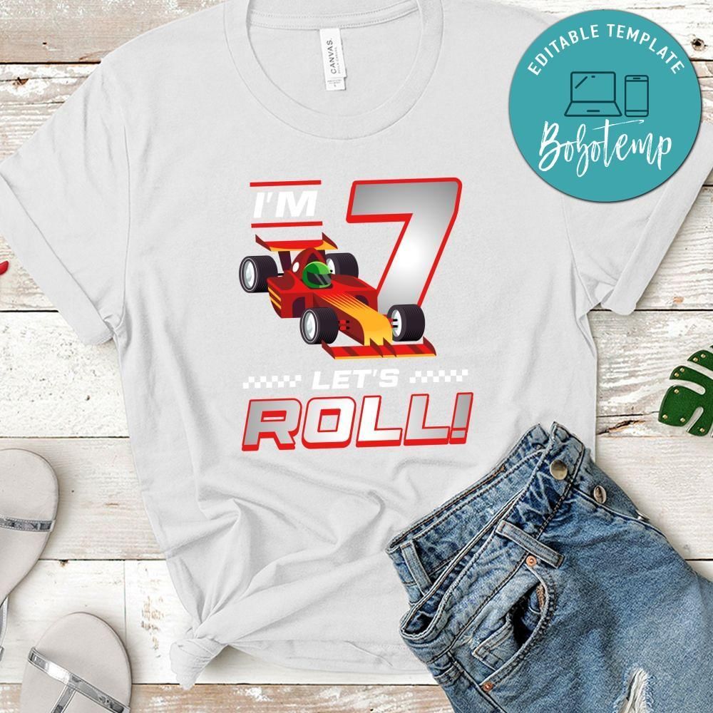 Let's roll Race Car Birthday PNG file template
