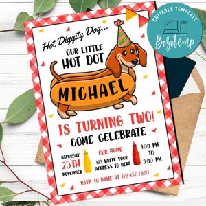 Hot dog Invitation Customizable Template Instant Download