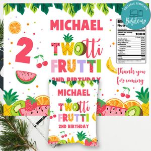 Twotti frutti Birthday Party Chip Bag Digital File Instant Download