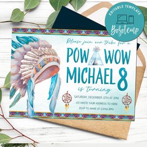 Native American Invitation Customizable Template Instant Download