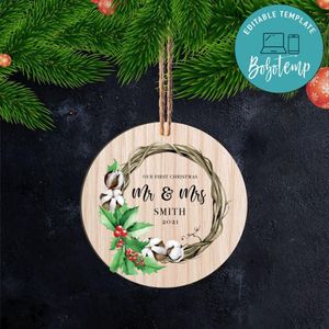 First Christmas Married Wood Ornament Gift