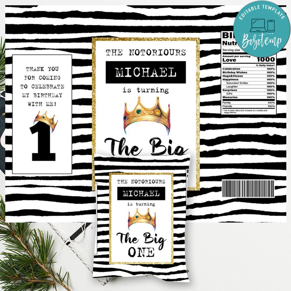 Notorious Birthday Party Chip Bag Digital File Instant Download