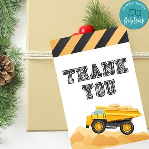 Construction Thank You Tag Custom Template Instant Download