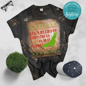 Cool Ugly Christmas Style Parrot Bleached T-shirt