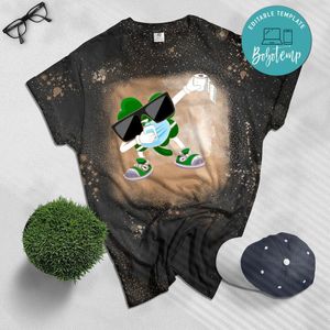 Dabbing Shamrock In A Mask St Patrick's Day Dab Bleached Shirt