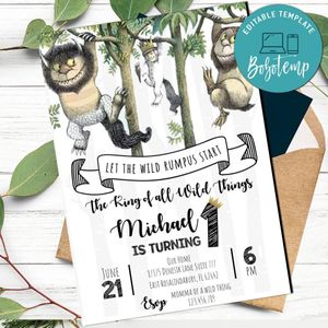 Where The Wild Things Are Birthday Invitation Printable Instant Download