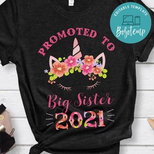 Promoted to Big Sister 2021 Unicorn PNG file template for Girls