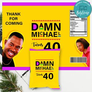 Martin and Gina Birthday Party Chip Bag Digital File Instant Download