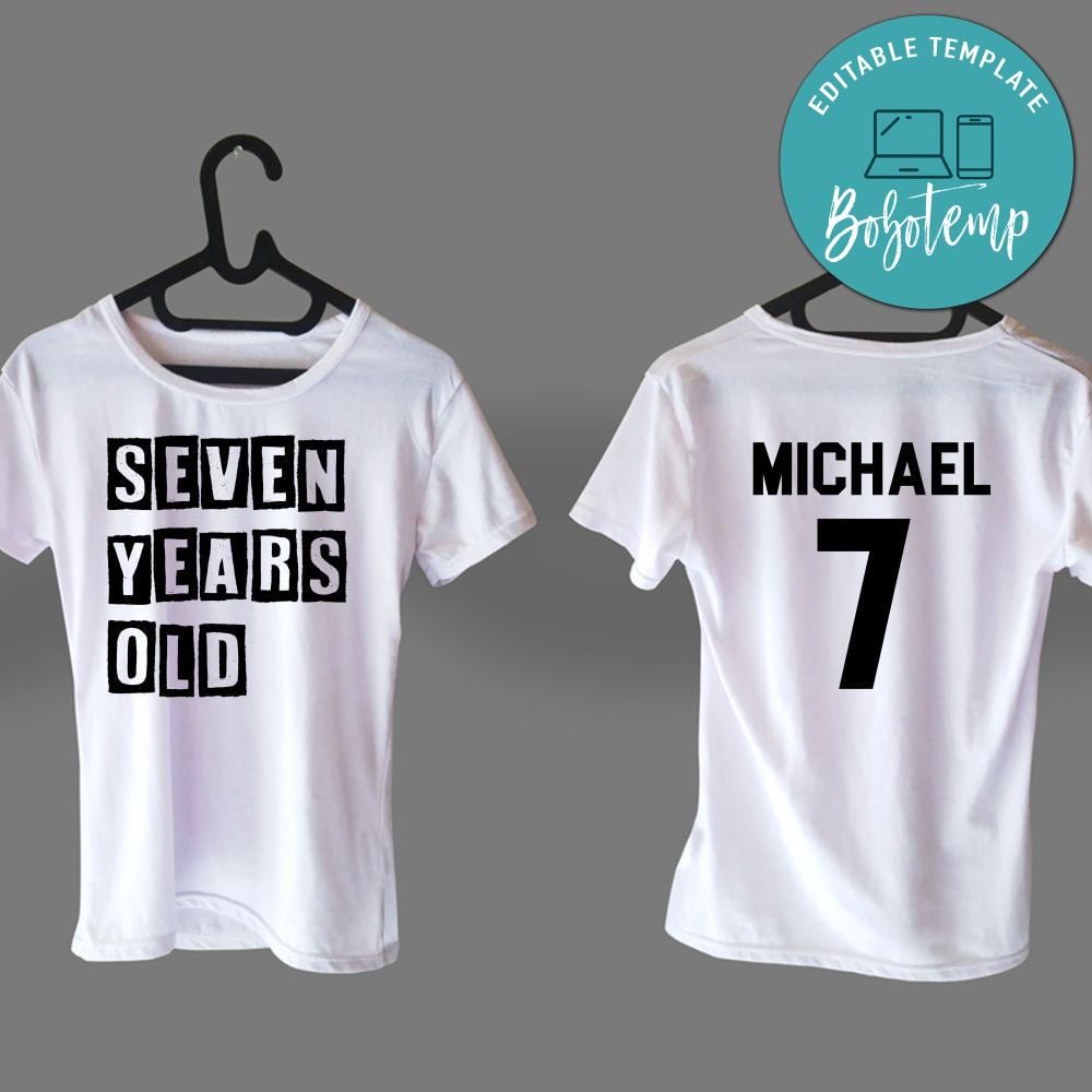 Seven Years Old Custom Name Birthday PNG File Template Bobotemp