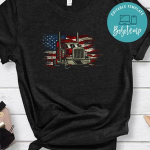US Trucking US flag with Truck T-Shirt