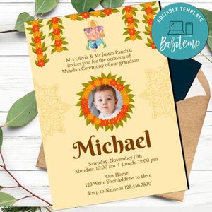 Mundan Invitation Customizable Template Instant Download