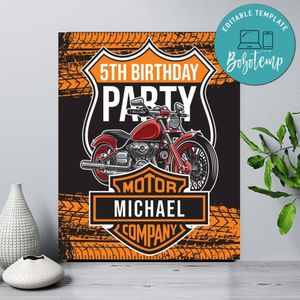 Harley Davidson Birthday Welcome Sign Customizable Template Instant Download