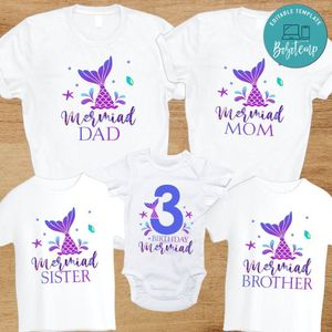 Tail Mermaid Family Birthday Party PNG file template