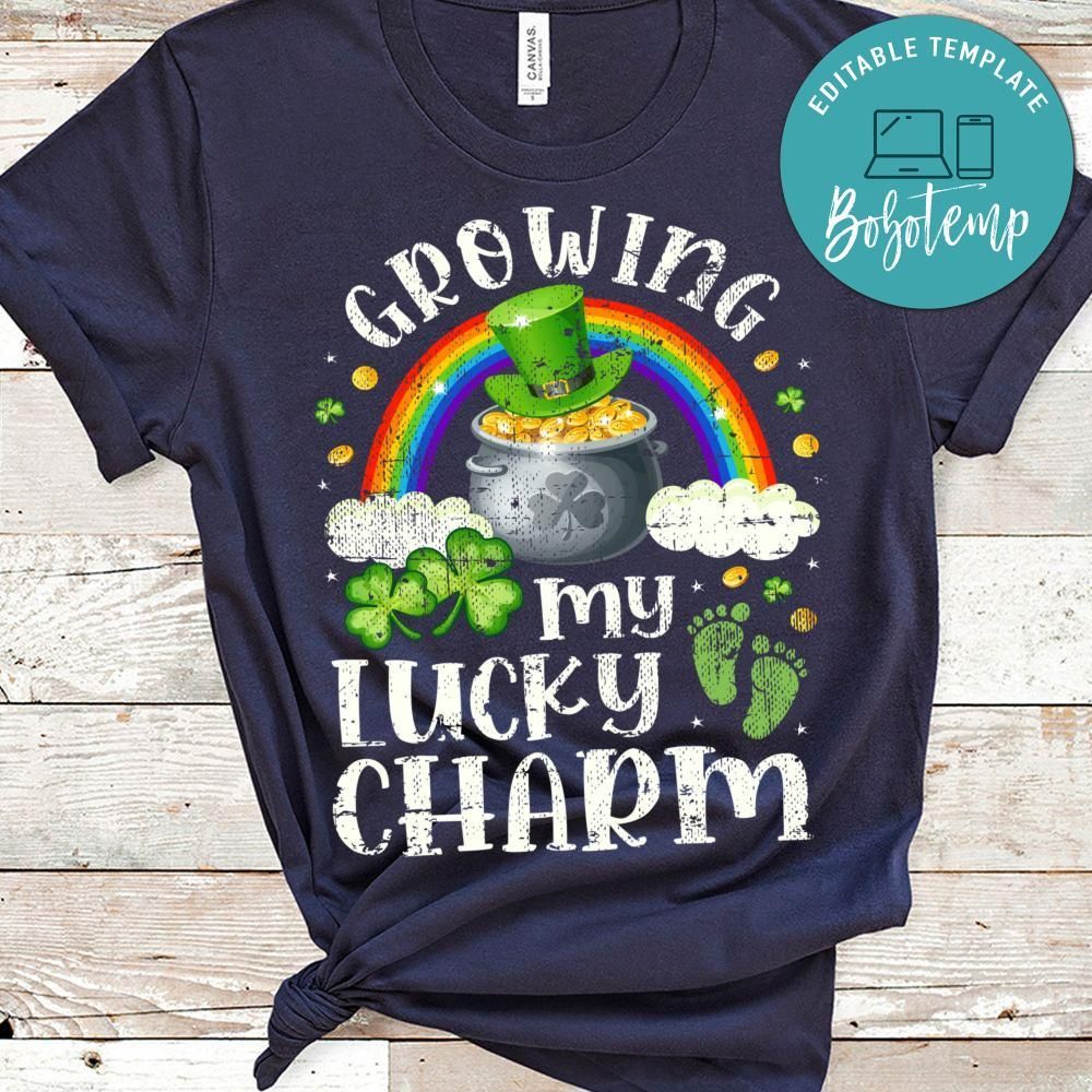 Growing my lucky Charm St Patricks Pregnancy Announcement PNG file template
