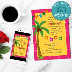 Chicka chicka boom boom birthday Flyer Template to Print at Home Instant Download