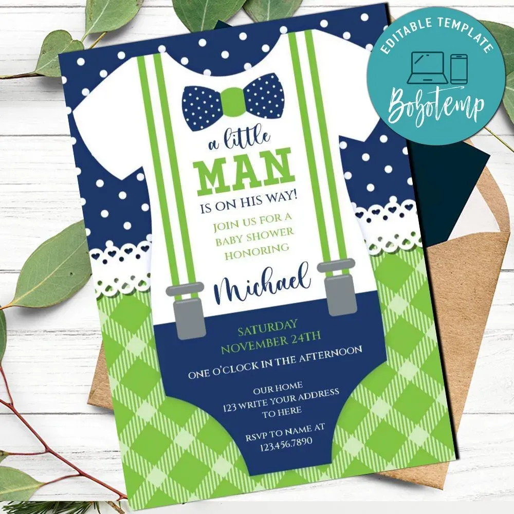 Onesies Invitation Customizable Template DIY | Bobotemp