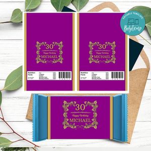 Cognac Purple Candy Bar Wrapper Digital File Printable Instant Download