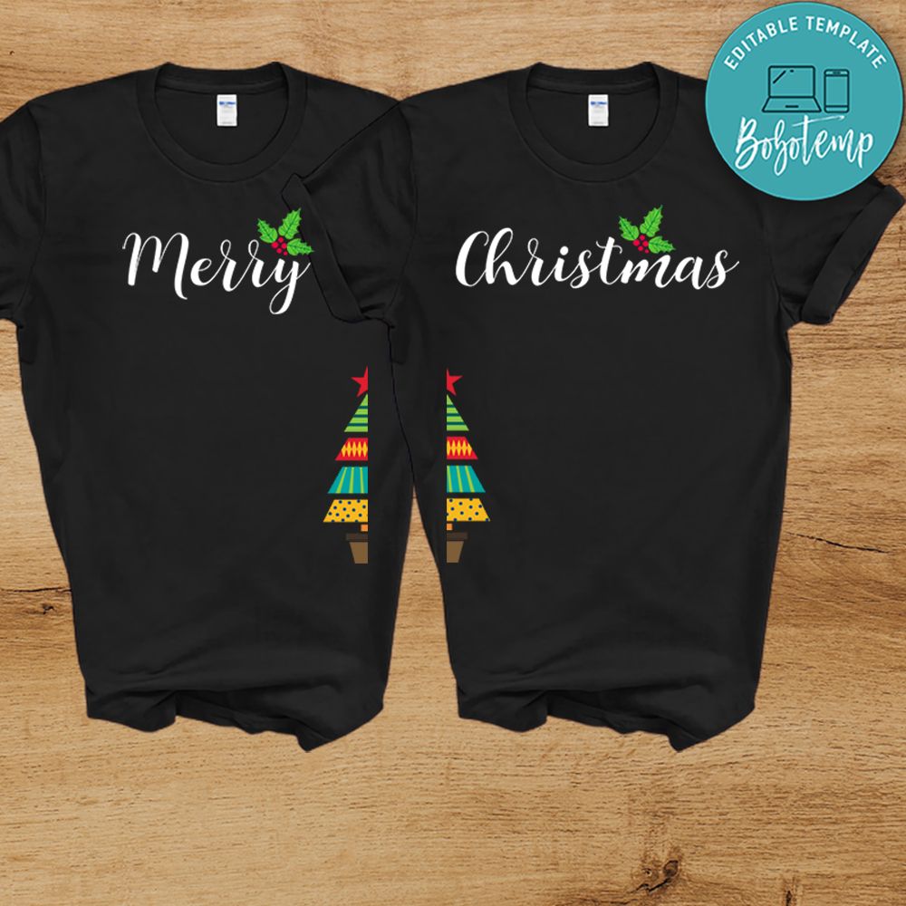 Merry Christmas Matching Couple PNG file template | Bobotemp