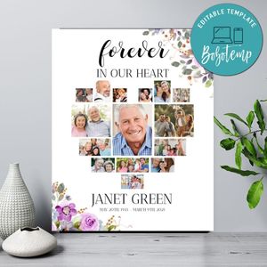 Heart Celebration of Life Funeral Welcome Sign Printable Instant Download