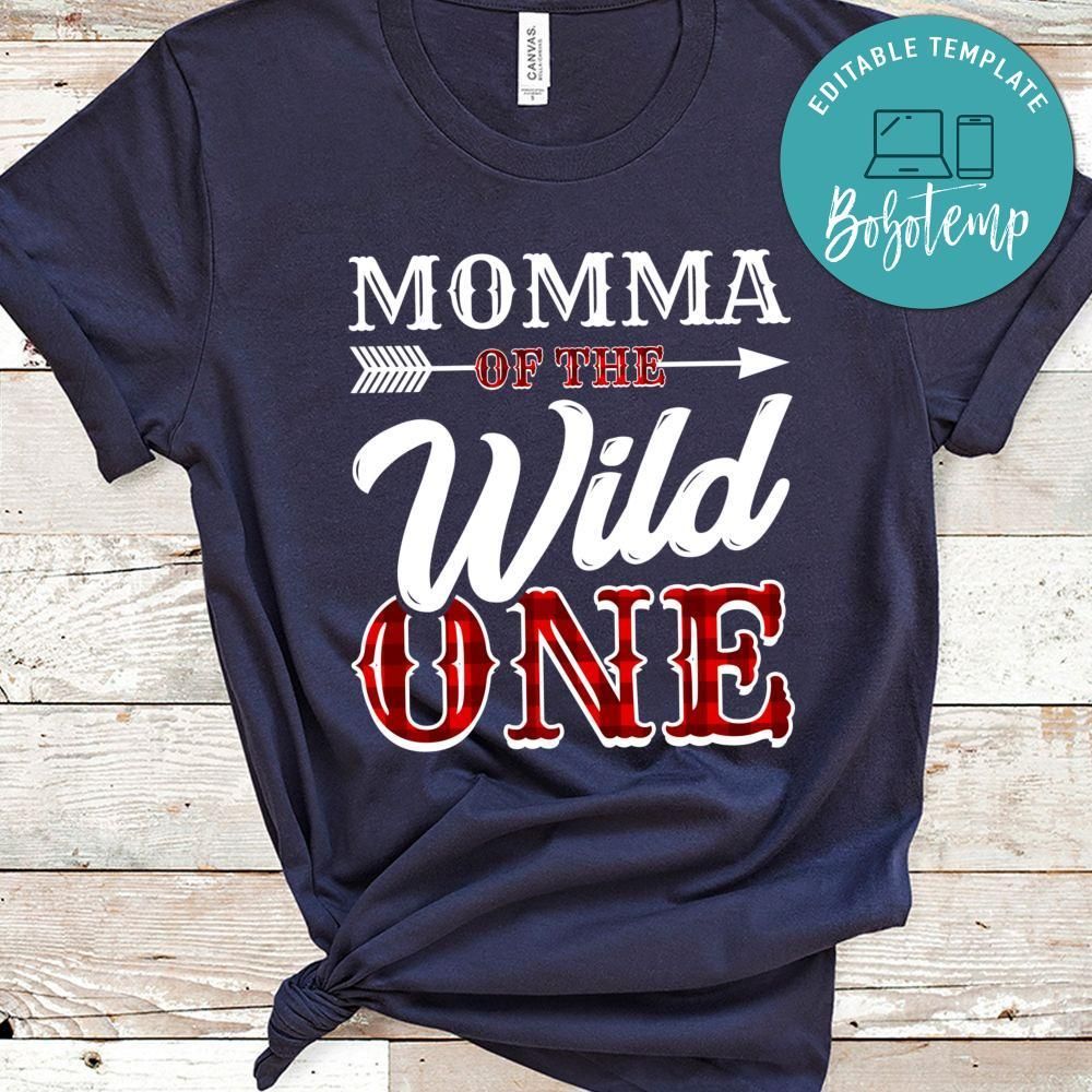 Momma of the Wild One Buffalo Plaid Lumberjack 1st Birthday T-Shirt