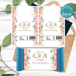 Little Miss Onederful Candy Bar Wrapper Digital File Printable Instant Download