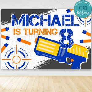 Dart Gun Birthday Party Banner Backdrop Printable Instant Download