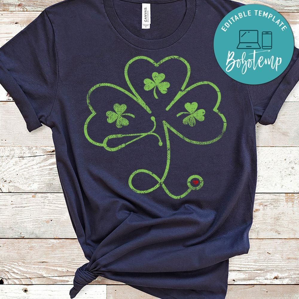 rish Nurse St Patricks Day Shirt Stethoscope Heartbeat Shirt