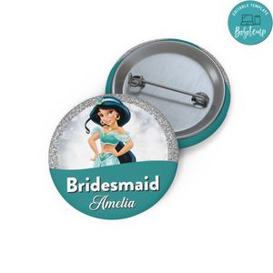 Bridesmaid Custom Name Disney Wedding Party Pin Buttons