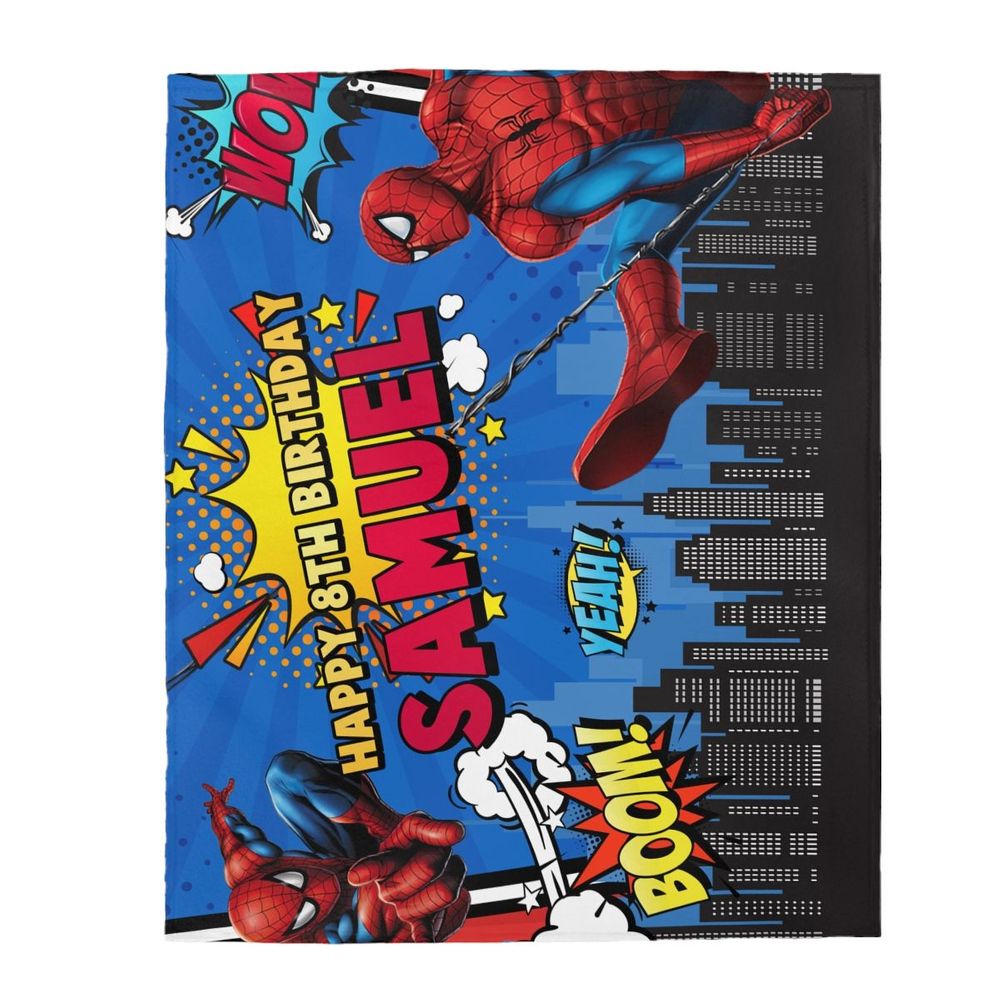 Spiderman Birthday Blanket Velveteen Plush Blanket