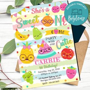 Summer Sweet One First Birthday Flyer Printable Instant Download