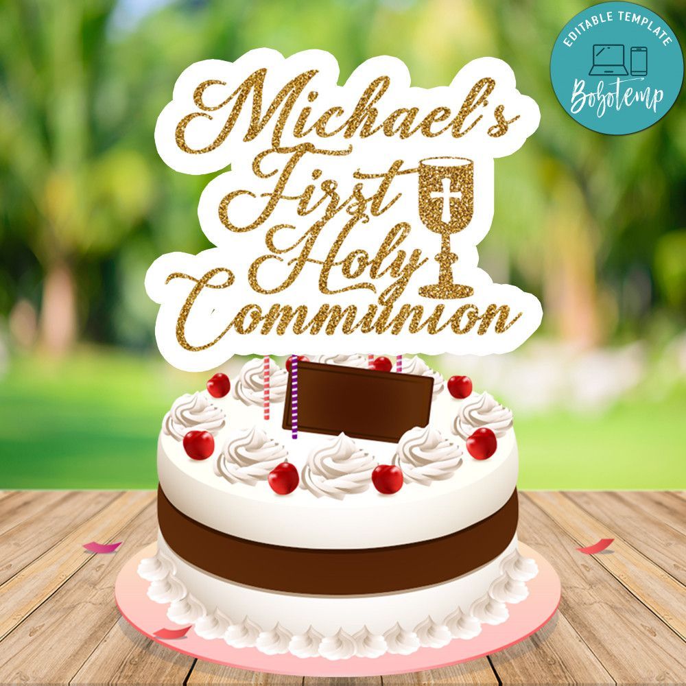 My First Communion Cake Topper Customizable Template Instant Download