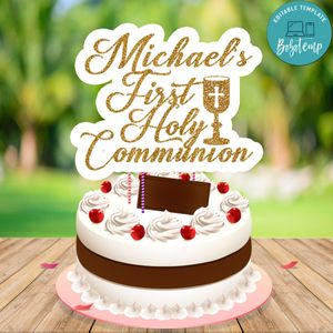My First Communion Cake Topper Customizable Template Instant Download