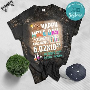 Happy mole day to celebrate Avogadro Bleached T-Shirt